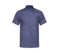 YiZYiF Chaqueta Cocina Unisex Hostelería Chaquetilla Cocinero Ropa De Chef Manga Corta Uniforme De Chef Azul XXL