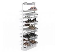 YJEUZCD Zapatero Extraíble para Armario Profundo, Organizador Deslizante De Acero Aleado, Estructura Extensible Y Bandejas Ajustables(85x29x(137~149) cm)