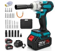 Ykall Llave de Impacto Inalámbrica 1000Nm Auto-Stop 21V Sin Escobillas | Llave Impacto 1000Nm, Sin Escobillas, 2 Baterías 4000mAh, 3en1, Auto-Stop, Vasos 14-21mm, Brocas, Eje Flexible, Luz LED