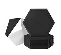 Yklhsocneg Paquete de 12 paneles acústicos autoadhesivos, 14 x 12 x 0.4 pulgadas, paneles insonorizados, paneles hexagonales de absorción de sonido, color negro
