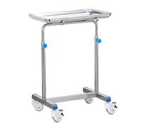 YLB Beauty Mobile Mayo Tray Stand Carro de Acero Inoxidable, con 4 Ruedas Silenciosas y Bandeja, Altura Ajustable, para Médico, Tatuaje, SPA, Salón de Tatuajes (Color : Double Rod, Size : 60x40cm)