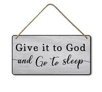 Ymaotrade Letreros cristianos con texto en inglés "Give it to God and Go to Sleep", decoración rústica de pared para parejas, arte religioso de madera, decoración de pared para ir a dormir, dárselo a