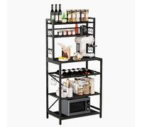 YMYNY Estantería de Cocina, Estantería de Panadería, para Microondas, Botellero Regulable en Altura, Marcos Metálicos, Estilo Industrial, 58 x 39 x 144CM, Negro HBR003B