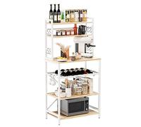YMYNY Estantería de Cocina, Estantería de Panadería, para Microondas, Botellero Regulable en Altura, Marcos Metálicos, Estilo Industrial, 58 x 39 x 144CM, Color Natural HBR003R
