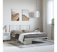 YNGBHFNOP Acero con Recubrimiento en Polvo diseño clásico 135x190 cm Blanco | Estructura cama 135x190 sin colchon con cabecero metal blanco robusta sommier base elevada almacenaje
