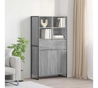 YNGBHFNOP Acero Madera Industrial Moderno Gris 81 x 36 x 150 5 cm | Vitrina Gris Sonoma 81 x 36 x 150.5 cm Madera de Ingeniería Aparador Industrial con Estantes Ajustables para Salón y Comedor