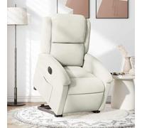 YNGBHFNOP Eléctrico reclinable elevable para Mayores Crema 71x86x100cm | Sillón eléctrico reclinable elevable de terciopelo crema para personas mayores con mando y motor, butaca relax con masaje y