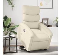 YNGBHFNOP Eléctrico reclinable Elevador para Mayores Crema 70x92x99 cm | Sillón reclinable elevable eléctrico para ancianos con masaje y cuero artificial crema, relax con mando a distancia respaldo