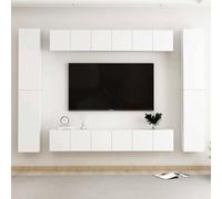 YNGBHFNOP Flotante Montaje en Pared Moderno 10 Piezas Blanco 60x30x30 cm | Set de muebles de salón TV 10 pzas madera de ingeniería blanco con almacenamiento y diseño moderno para sala de estar y