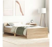 YNGBHFNOP Madera ingenierizada diseño Moderno Roble Sonoma Marrón 23.2 | Estructura de Cama Roble Sonoma Madera de Ingeniería Base Sólida con Cabecero Moderno, Sommier Resistente para Dormitorio y