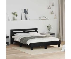 YNGBHFNOP Madera Roble Negro 160 x 200 cm | Estructura de Cama Roble Negro 160x200 cm Base Camas Moderna con Cabecero Madera Resistente Sommier para Dormitorio Apto