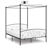 YNGBHFNOP Metal Resistente Estilo clásico con Dosel 160x200 cm Negro | Estructura de cama con dosel metal negro 160x200 cm robusta con somier de láminas para dormitorio elegante, cama baldaquín