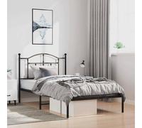 YNGBHFNOP Metálica Resistente con cabecero clásico 207x105x97 cm Negro | Estructura cama 100x200 sin colchon con cabecero metal negro base tapizada hierro resistente con almacenaje para dormitorio