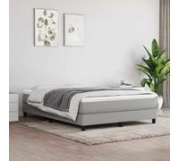 YNGBHFNOP Muelles ensacados Transpirable Gris 193x140x25 cm | Cama Box Spring 140x190 con Colchón de Muelles Ensacados y Topper, Base Tapizada Gris Claro con Sommier, Estructura de