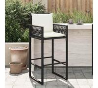 YNGBHFNOP Ratán sintético con reposabrazos para Exterior 118 cm Negro 2 uds | Taburetes de cocina con cojines 2 uds ratán sintético negro para barra exterior e interior, sillas altas de jardín con