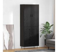 YNGBHFNOP Roble Negro Almacenamiento Moderno Alto 69 5 x 34 x 180 cm | Aparador alto 2 uds. Roble Negro 69,5 x 34 x 180 cm, Armario de Cocina con Puertas y Estantes, Mueble Salon Comedor con