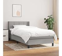 YNGBHFNOP Tela Transpirable cabecero Ajustable somier 80x200 cm Gris | Cama Box Spring 80x200 con Colchón de Muelles Ensacados y Cabecero Ajustable Gris Claro, Base Tapizada con Topper de Espuma,