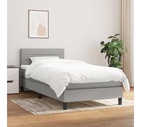 YNGBHFNOP Tela Transpirable con cabecero Ajustable Gris 203x80x78 88 cm | Cama Box Spring 80x200 con Colchón de Muelles Ensacados y Cabecero Ajustable, Gris Claro, Base Tapizada y Topper Incluido