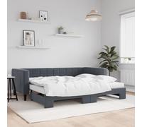 YNGBHFNOP Terciopelo con Cama Nido 2 en 1 Gris 223x100x68 cm | Sofa cama nido con colchon terciopelo gris oscuro 90x200 cm sofa cama 2 en 1 convertible con base de listones para sala y