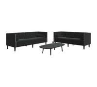 YNGBHFNOP Terciopelo Suave Chesterfield Relajarse Negro 174x74.5x70.5 cm | Set de Sofás Chesterfield con Cojines 2 Piezas Terciopelo Negro Sala Moderna Salón Lounge 110kg