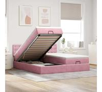 YNGBHFNOP Terciopelo Suave con Almacenamiento otomano 180x200cm Rosa | Cama Otomana 180x200 con Colchón de Muelles Ensacados, Estructura de Cama con Almacenamiento y Cabecero de Terciopelo Rosa,