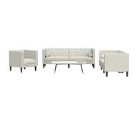 YNGBHFNOP Terciopelo Suave Estilo Chesterfield 3 plazas Crema 71x74x70 cm | Set de sofás Chesterfield 3 piezas terciopelo crema con cojines incluidos, sala elegante moderna con asientos cómodos y