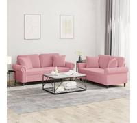 YNGBHFNOP Terciopelo Suave Estructura Robusta Rosa Claro 152x77x80 cm | Juego de sofás 2 piezas terciopelo rosa con cojines y almohadas para sala, sala de estar apartamento, set de sillones