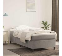 YNGBHFNOP Terciopelo Suave muelles ensacados somier Gris 203x80x35 cm | Cama Box Spring 80x200 con Colchón Muelles Ensacados y Cubrecolchón Terciopelo Gris Claro, Base Tapizada con Somier de