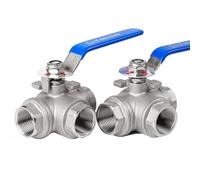 YNPPLGTJC Válvula de Bola Acero Inoxidable 316L 3 vías con Puerto en T o L, Rosca Interna 1/4", 3/8", 1/2", 3/4", 1", 1-1/4", 1-1/2" y 2"(T Type,DN32)