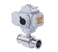 YNPPLGTJC Válvula de Bola eléctrica motorizada Sanitaria con Abrazadera Acero Inoxidable Plataforma Alta 38 mm, Grado alimenticio, Q911F-16P(220vac)