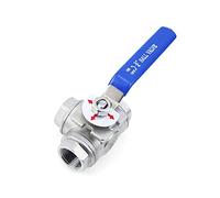 YNPPLGTJC Válvula de Bola Tres vías, Rosca Macho BSPT, Acero Inoxidable 304, DN10, DN15, DN20, DN25, DN32, DN50, Tipo T/L, 1/4", 3/8", 1/2", 3/4", 1", 1-1/4"(L Type,DN50)