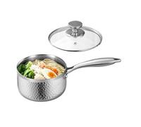 YNPQTDS Cazo para Salsas | Sartén para Cocinar de Acero Inoxidable, Mango 16 cm - Cazo Pequeño Con Tapa Incluida,Uso En Picnic Camping Jardín Al Aire Libre Restaurante Cocina Hogar
