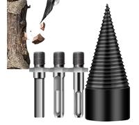 YNPQTDS Cono de perforación de 50 mm, cortador de leña, taladro, divisor de cono, taladro de acero, cortador de madera, tornillo cónico, cortador de madera, con 3 mangos de perforación para el hogar