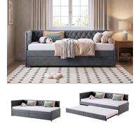 YNYHTER Sofá Cama de Matrimonio,Sofá Cama Extensible 90/180x200cm Sofa Cama de 2 Plazas Cama De Invitados Camas de Día Extensible Sofa Camas Multifuncional,sin colchón (Gris+Terciopelo, 90/180x200cm)