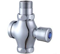 YobiLife Válvula de descarga de latón de cuatro vías para inodoro en | Con botón de cierre automático de retardo, construcción eficiente de agua, 9 x 5,8 x 9,2 cm, bronce