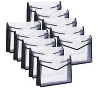 YoeeJob Paquete de 10 carpetas de plástico A4, carpeta de documentos expandible con cierre de botón a presión, carpeta de archivos expandible A4 con bolsillo para etiquetas para oficina, escuela de
