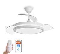 YOEVU ESPARTAN - Ventilador de techo con luz LED, Compatible con ALEXA | Motor DC, 72W, Aspas retráctiles, Modo verano/invierno, 3 tonalidades y 6 velocidades, Ultrasilencioso, Blanco