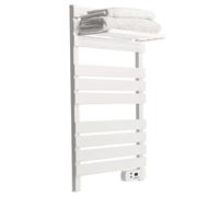 YOEVU | Radiador toallero eléctrico | Blanco, con Estante, 500W, aleación de Aluminio | 2 Modos, Temporizador LED, Montaje en Pared | Calienta y Seca Toallas, bajo Consumo