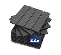 YOEVU - Set de 11 Baldosas de Exterior de Madera Composite WPC, 1m², Baldosas de Terraza, Patio y Jardín, Antideslizantes, Resistentes al Agua, 30x30cm (Gris, Set de 44)