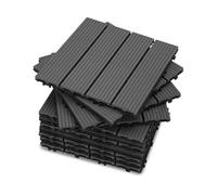 Yoevu - set de 11 baldosas de exterior de madera composite wpc, 1m² - baldosas de terraza, patio y jardín, antideslizantes, resistentes al agua, gris