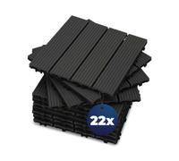 YOEVU - Set de 11 Baldosas de Exterior de Madera Composite WPC, 1m², Baldosas de Terraza, Patio y Jardín, Antideslizantes, Resistentes al Agua, 30x30cm (Antracita, Set de 22)