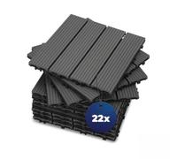 YOEVU Set de 22 Baldosas de Exterior Madera Composite WPC, Gris, 30x30cm