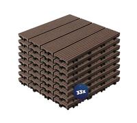 YOEVU Set de 33 Baldosas Exterior Madera Composite WPC, Marrón Café