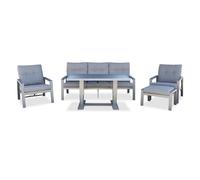 Yoevu - set de muebles de jardín | 5 plazas | sillón reclinable | mesa elevable multifuncional | resistente a la intemperie | ideal para exterior, extra grande, aluminio
