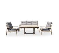 Yoevu - set de muebles de jardín | 5 plazas | sillón reclinable | mesa elevable multifuncional | resistente a la intemperie | ideal para exterior, extra grande, aluminio