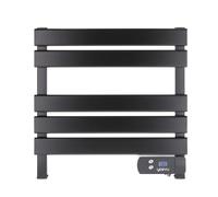 YOEVU | Toallero eléctrico | 150W, Aleación de Aluminio, 55,5x5,5x52,7cm | Pantalla LCD táctil, Temporizador programable, bajo Consumo | Secado eficiente y Ahorro energético | Negro
