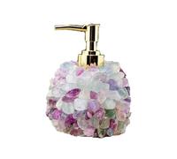 Yofab Dispensador de jabón para encimera con cristales de fluorita crudos con bomba de acero inoxidable, dispensador de jabón líquido recargable, dispensador de jabón de manos líquido
