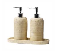 Yofab Dispensadores de jabón líquido de piedra con bomba plateada, recargable, dispensador de jabón de loción, dispensador de jabón rústico, botellas de champú, dispensador de jabón líquido para manos
