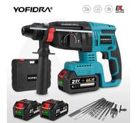 YOFIDRA-martillo rotativo eléctrico sin escobillas, martillo de impacto multifuncional inalámbrico, herramientas eléctricas para Pin de batería Makita, 26mm 2xBattery Set-G