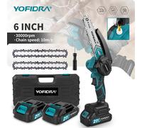 YOFIDRA Motosierra Eléctrica Inalámbrica de 6 Pulgadas con Lubricador, Herramienta Eléctrica para Cortar Madera, Podar y Troncos, Compatible con Batería Makita de 21V No Battery